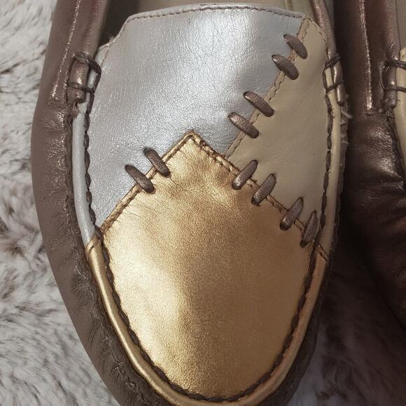 TROTTERS LEATHER GOLD PATCHWORK LOAFERS SIZE 7 - Picture 5 of 7